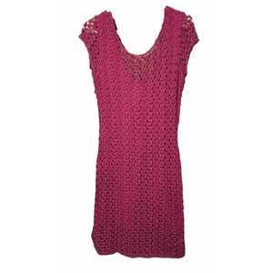 Free People Medium‎ Fuchsia Crochet Dress Scoop Neck $128 MSRP